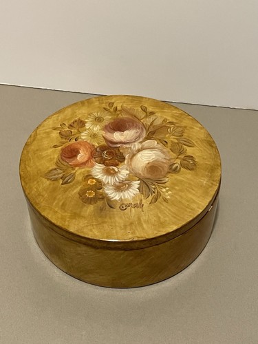 Hand painted storage box round - storage,