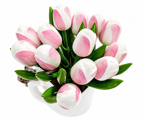 Wooden tulips bouquet - , pink