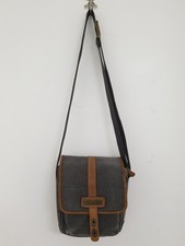 Troop charcoal grey cross body bag leather metal detail zipped top stonewash