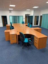 Office bench desk with a chair