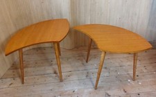 2 Available Fab Vintage 50s 60s Beech Palette Kidney Side Bedside End Tables