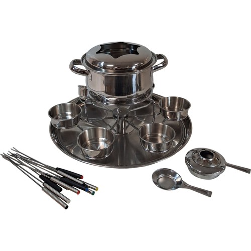 Stainless steel fondue set - steel,