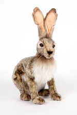 Hansa 5304 Brown and White Jack Rabbit Standing Realistic Plush Posable Toy