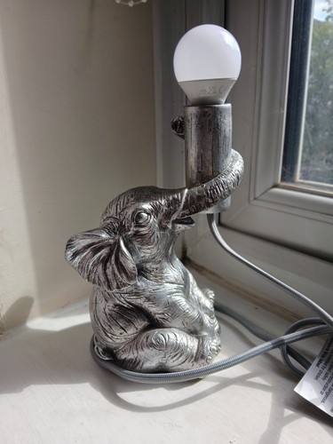 Silver elephant table lamp - silver,