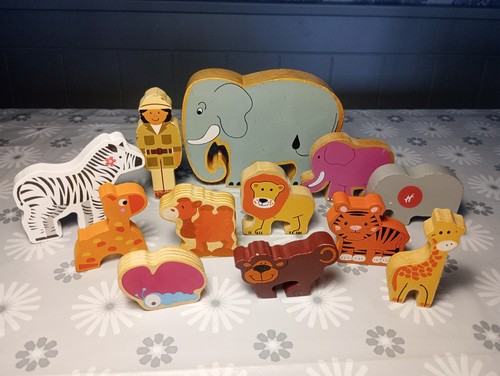 Wooden zoo wild animals - wooden, and