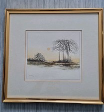 R.A. Massey Art Print Autumn Landscape Gold Frame 45cm x 42cm Vintage VGC