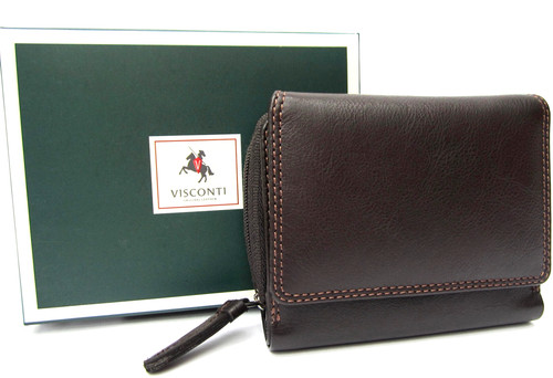 Leather purse brown top - leather,