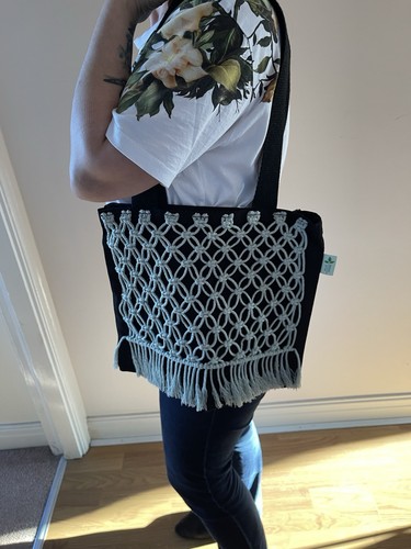 Macrame bag black - macrame, &