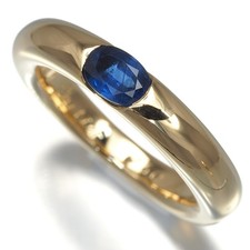 Auth Cartier Ring Sapphire Ellipse EU53 18K 750 Yellow Gold