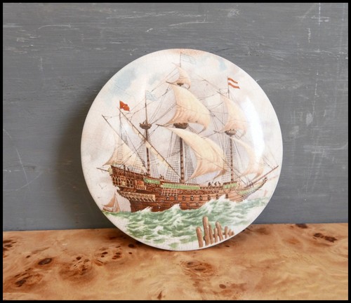Victorian pot lid sailing ship - victorian,
