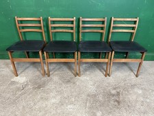 Set of 4 Retro Dining Chairs Black Vinyl Padded Seat 