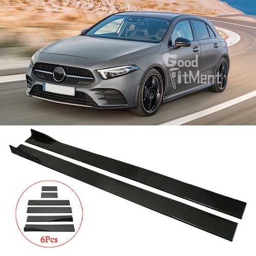 Glossy black side skirts - black,