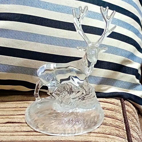Clear glass stag - clear, figurine