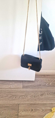 Black faux leather backpack - black,