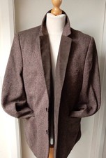 Cotton Traders Tweed Style Blazer Jacket Cord Trim Size  48, XL Brown Mens Mans
