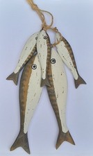 Hanging Fish Shoal  Hand Painted  Fish Shoal Wooden Hanging Fish Coastal Decor