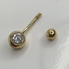 9ct Gold Belly Bar 1.55g Clear  Stone 9k 375 P90C