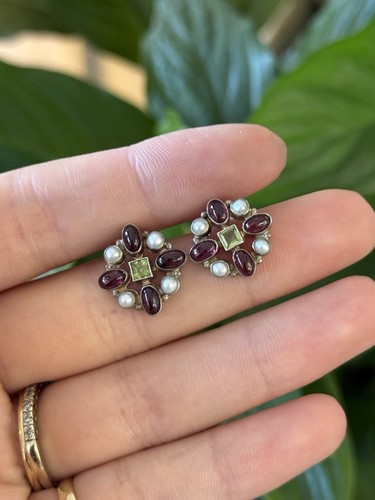 Gemstone stud earrings - gemstone,
