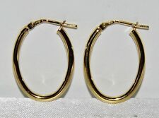 9CT YELLOW GOLD & SILVER OVAL HOOP CREOLE EARRINGS