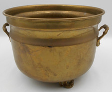 Vintage Brass Cauldron Pot Rustic Plant Pot Holder With Feet 18.5cm Please Read
