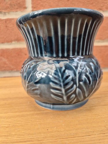 Vintage blue glazed ceramic - blue,