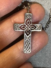 Celtic Cross Necklace from Past Times. 18” Chain. Silver Coloured Silver?