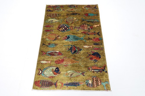 3x4 fish olive green accent - 3x4,