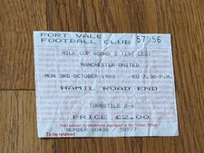 TICKET 1983/84 Port Vale v Manchester United League Cup - Red