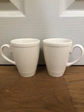 2 X Wedgwood Cream Windsor Ribbed Mugs