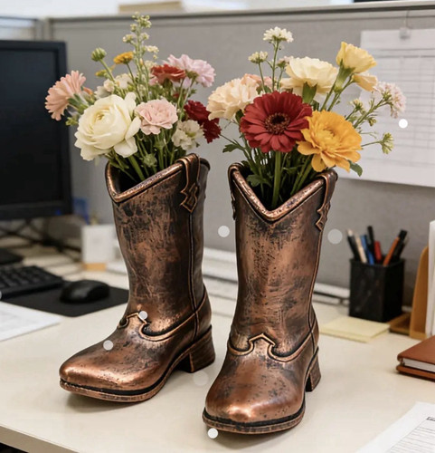 Boot shaped bronze resin - resin, vases
