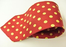 Vintage Moschino Red With A Yellow Polka Dot Design Silk Mens Tie