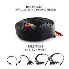 5M-50M BNC DC Power Lead CCTV Security Camera DVR Video Record Extension Cable