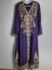 Purple Embroidered Dress Abaya