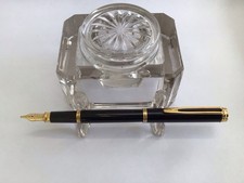 Waterman Gentleman Black Lacquer Fountain Pen 18K B-road Nib with Converter