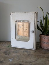 Vintage Mid-century Bathroom metal medical wall cabinet with mirror Retro White.