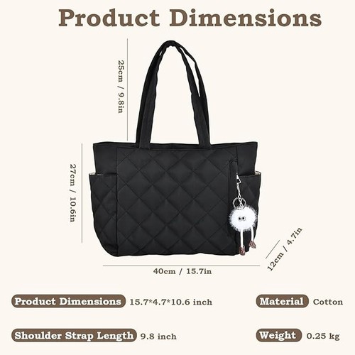 Quilted cotton tote bag with - tote,