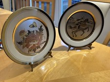 Pair Of Vintage Limited Edition Chokin Art By Yoshinobu Hara Decorative Plate