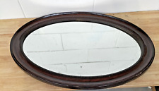 Antique Edwardian Oval Mahogany Overmantle Wall Mirror Bevelled Edge