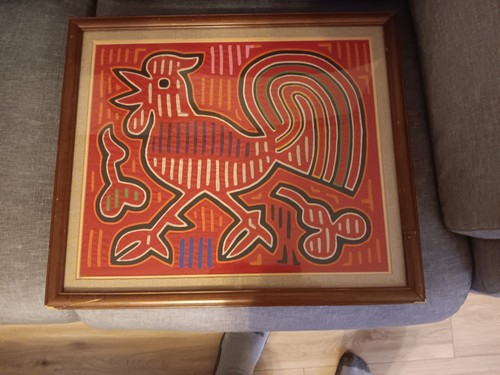 Vintage framed panamanian - vintage, kuna