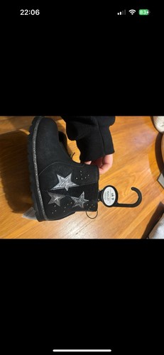 Girls black star boots - star, —