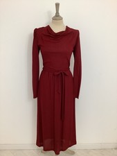 Vintage 70s does 40s handmade dress red drape glamorous pin up midi teadress#V2