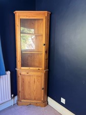 pine corner display cabinet