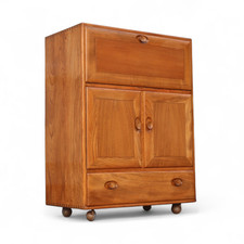 Vintage Ercol 469 Elm Bureau Serving Cabinet / Drinks cabinet
