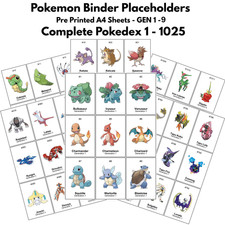 Pokemon Binder Placeholders -