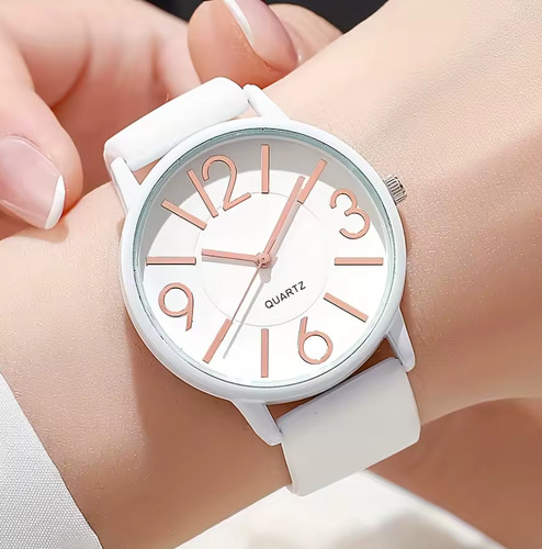 Women white quartz watch - women's,
