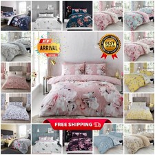 Luxury Reversible Floral Duvet Quilt Cover Bedding Set Single Double King Size