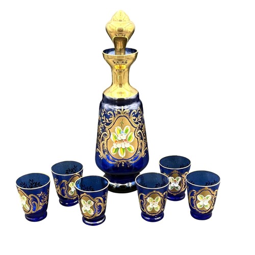 Vtg bohemian cobalt blue gold - bohemian,