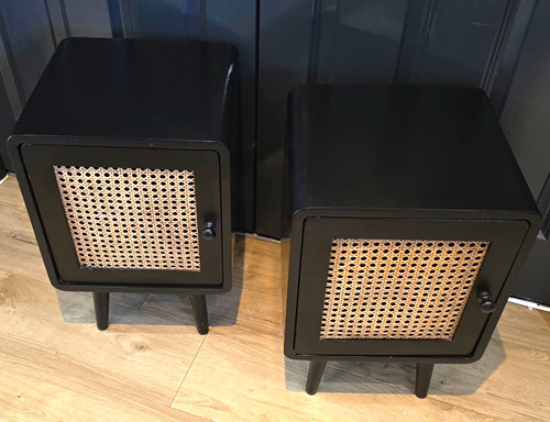 Pair black rattan cane - rattan,