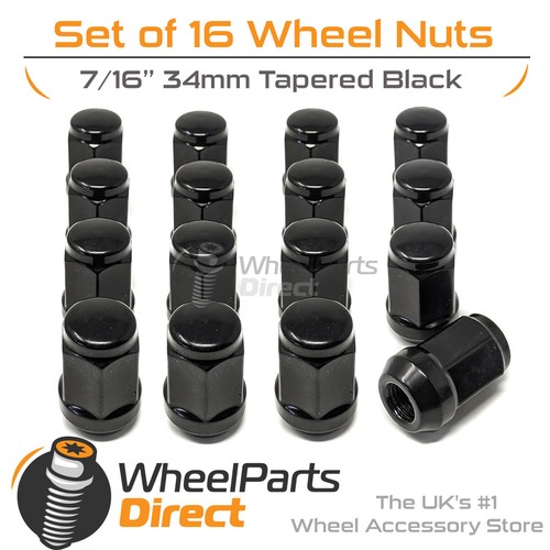 Black wheel nuts 16 - black, 7/16