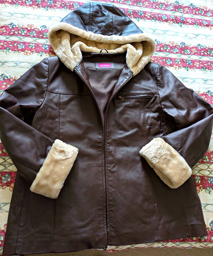 Brown real leather - brown, hooded